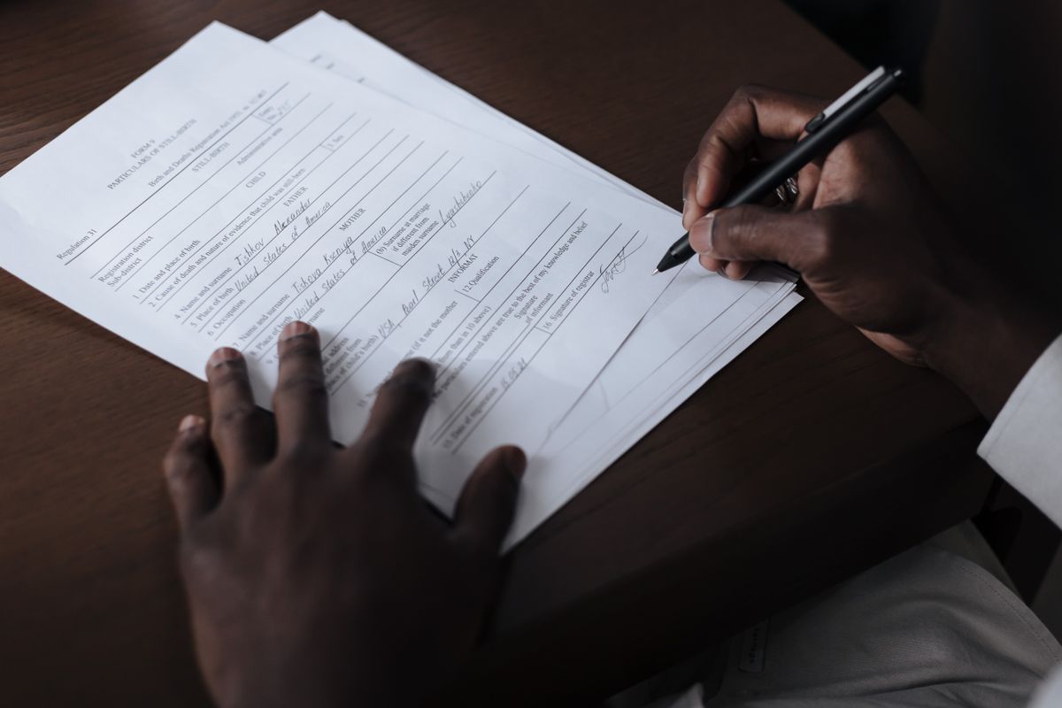 Applicant completing an official intake form
